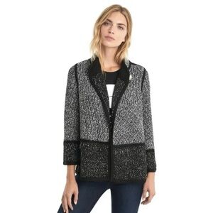 KARL LAGERFELD Tweed Pattern Sweater / Knit Jacket, black and white